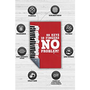 88 Tuş 10 Parmak Kırmızı Halı Piyano Müzik Sever Halı Art Müzik Halı Müzisyene Hediye Halı 160x240 cm