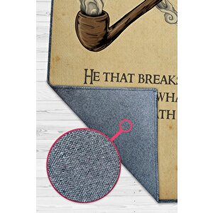 Hikmetin Yolu Film Desenli Bej Renkli Yüzüklerin Efendisi Halısı Film Sever Temalı Halı 80x120 cm