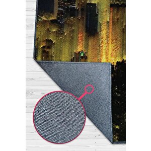 Lüks Şehre Fırça Çok Renkli Mutfak Halısı Soyut Salon Halısı Geometrik Desenli Tasarım Halı 100x150 cm