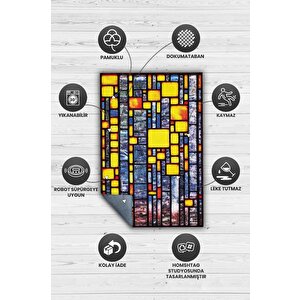 Homshtag Vitray Çok Renkli Mutfak Halısı Soyut Salon Halısı Geometrik Desenli Halı