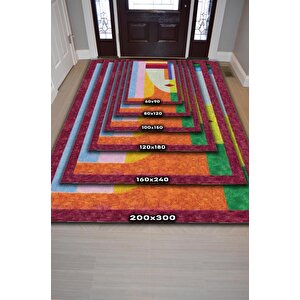 Homshtag Geometrik Kadın Çok Renkli Halı Minimal Salon Halı Tasarım Mutfak Halısı Soft Tasarım Halı