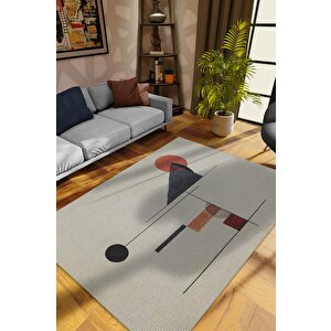 Geometrik Oturma Odası Halısı,sanat Severler İçin Pamuklu Dokuma Tabanlı Ofis Halısı 120x180 cm