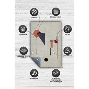 Homshtag Geometrik Oturma Odası Halısı,sanat Severler İçin Pamuklu Dokuma Tabanlı Ofis Halısı