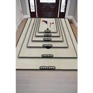 Homshtag Geometrik Oturma Odası Halısı,sanat Severler İçin Pamuklu Dokuma Tabanlı Ofis Halısı