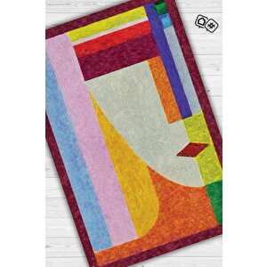 Homshtag Geometrik Kadın Çok Renkli Halı Minimal Salon Halı Tasarım Mutfak Halısı Soft Tasarım Halı 100x150 cm