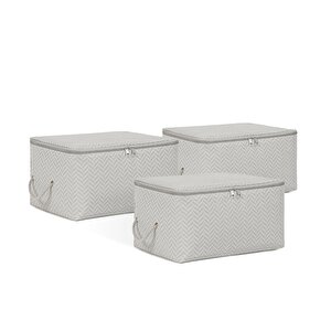 Ocean Home Textile 3'lü Küçük Boy Gri Balıksırtı Hurç Set 30 X 22 X 18 Cm