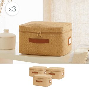 3'lü Küçük Boy Jüt Hurç Set 30 X 22 X 18 Cm