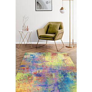 Pastel Sanatı Çok Renkli Mutfak Halısı Soyut Desenli Salon Halısı Modern Pastel Renkli Halı 160x240 cm