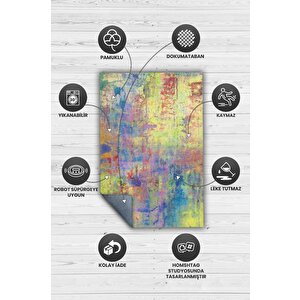 Homshtag Pastel Sanatı Çok Renkli Mutfak Halısı Soyut Desenli Salon Halısı Modern Pastel Renkli Halı