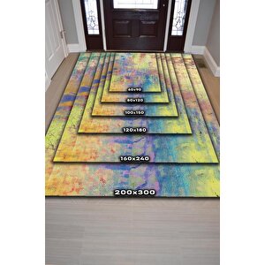 Homshtag Pastel Sanatı Çok Renkli Mutfak Halısı Soyut Desenli Salon Halısı Modern Pastel Renkli Halı