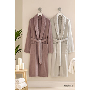 4 Parça Soft Elegance Banyo Aile Bornoz Seti %100 Pamuklu Açık Gri-s-m Açık Gri