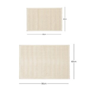 Ocean Home Textile 2'li Yıkanabilir Pamuklu Ekru Renk Çizgi Desen Banyo Paspası 40 X 60 / 60 X 90 Cm