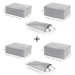 Ocean Home Textile 6'lı Gri Renk Bavul İçi Düzenleyici Set