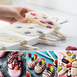Magnum Şekilli Silikon Dondurma Tatlı Meybuz Kalıbı 8 Li