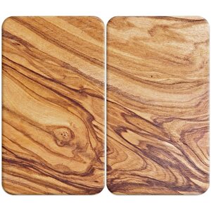 2'li 30x52 Cm Cam Ocak Koruyucu 4'lü Ocaklar Için Ahşap Model