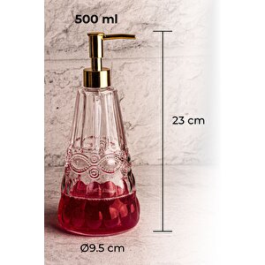 Berşah - Ahşap Stantlı 2'li Cam Sıvı Sabun Bulaşık Deterjanı Şişesi Sabunluk 500 Ml