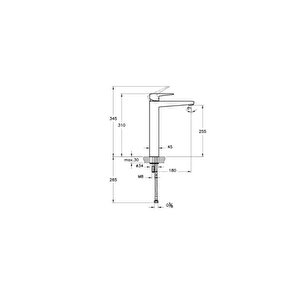 Root Square Tezgah Üstü Lavabo Bataryası, Fırçalı Nikel, A4273334