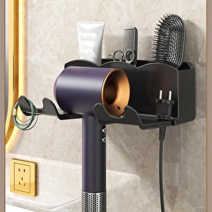 Saç Kurutma Makinası Ve Banyo Malzemeleri İçin Düzenleyici Askılık Stand - SİYAH Al5053