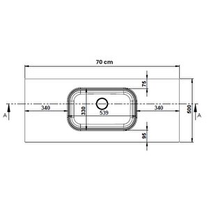 Pure Etajerli 70x50 Siyah Granit Banyo Lavabosu