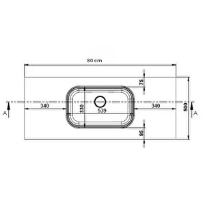 Pure Etajerli 80x50 Siyah Granit Banyo Lavabosu
