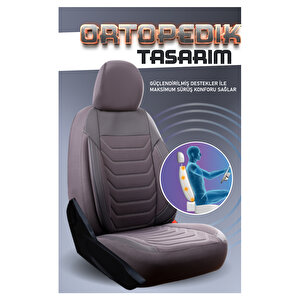 Hyundai Ioniq 6 Lüx Deri Detaylı Oto Koltuk Kılıfı Ön Arka Takım Carbon Serisi Füme