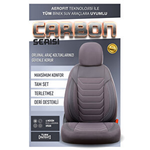 Chevrolet Kalos Lüx Deri Detaylı Oto Koltuk Kılıfı Ön Arka Takım Carbon Serisi Füme Füme