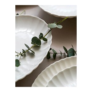 Kütahya Porselen Bone Luz Form Yemek Takımı Beyaz 24 Parça 6 Kişilik