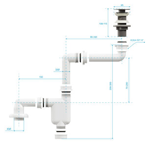 Aqua Bagno  Smart Pop-up  Sifon , Taşma Delikli  Krom +comfort Yer Kazandıran Lavabo  Sifonu -2 Parça Set