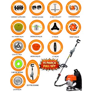 Eisenn New Sitil Özel Set Sırt Tırpan + Çapalama Seti + Zeytin Hasat Toplama 15 Parça Full Set