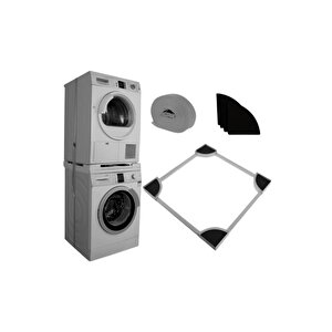 Çamaşır Kurutma Makinesi İstifleme Kiti Tüm Markalar Ile Uyumlu Ayarlanabilir, Gri - Inox Ile Uyumlu