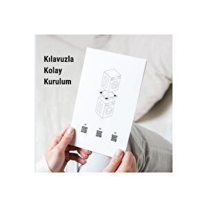 Çamaşır Kurutma Makinesi İstifleme Kiti Tüm Markalar Ile Uyumlu Ayarlanabilir, Gri - Inox Ile Uyumlu