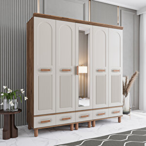 Monzio Otto 5 Kapaklı Çekmeceli Gardırop Tamamı Mdf (aytaşı) Aytaşı