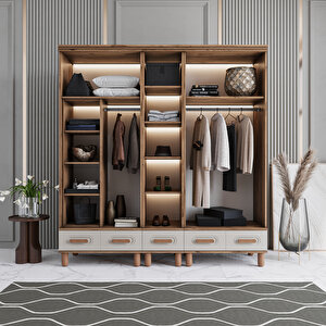 Monzio Otto 5 Kapaklı Çekmeceli Gardırop Tamamı Mdf (aytaşı) Aytaşı