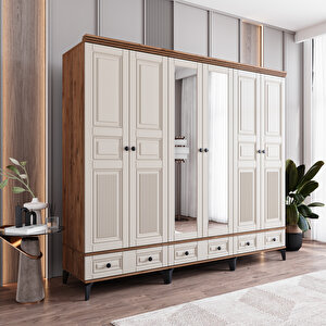 Terra 6 Kapaklı Çekmeceli Gardırop Tamamı Mdf (aytaşı) Aytaşı