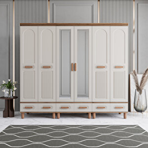 Monzio Otto 6 Kapaklı Çekmeceli Gardırop Tamamı Mdf (aytaşı) Aytaşı