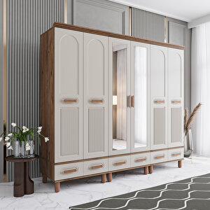Monzio Otto 6 Kapaklı Çekmeceli Gardırop Tamamı Mdf (aytaşı) Aytaşı