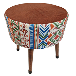 Puf Koltuk Bench Tabure – Modern Kilim Koyu Kiremit - Ahşap Ayaklı - Doğal Modern Stil