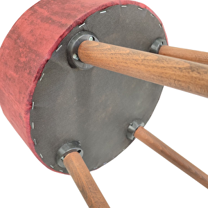 Puf Koltuk Bench Tabure – Bordo Agac Kabugu Desen - Ahşap Ayaklı - Doğal Modern Stil