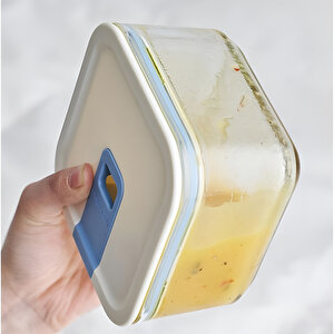 Neoflam Perfect Seal Kare Cam Saklama Kabı Bej 1100 Ml