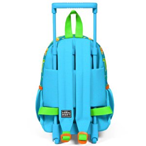 Coral High Kids Minik Yuva Çekçekli Sırt Çantası Mavi Yeşil Dinozor Desenli İki Bölmeli 24070