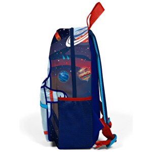 Kids Saks Mavi Astronot Desenli Dört Bölmeli Usb'li Okul Sırt Çantası 23824