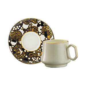 1453 Burçlar Geometrik Gold 12 Parça 6 Kişilik Kahve Fincan Takımı 90 Ml