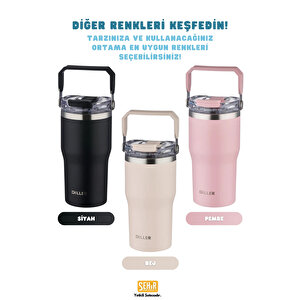 Diller 620ml Yeni Koleksiyon Tumbler Pipetli/pipetsiz Kullanım Kulplu Paslanmaz Çelik Termos