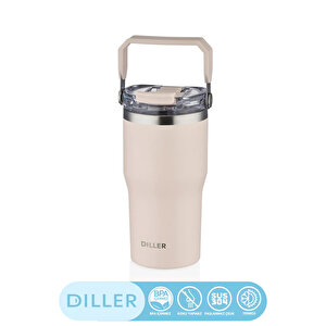 Diller 620ml Yeni Koleksiyon Tumbler Pipetli/pipetsiz Kullanım Kulplu Paslanmaz Çelik Termos