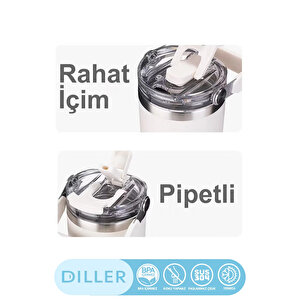 Diller 620ml Yeni Koleksiyon Tumbler Pipetli/pipetsiz Kullanım Kulplu Paslanmaz Çelik Termos
