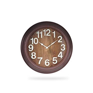 Efe Mark Premium Serisi Modern Tasarım 75 Cm Ev Ve Ofis Duvar Saati Rakamlı Kahverengi