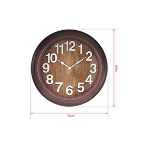 Efe Mark Premium Serisi Modern Tasarım 75 Cm Ev Ve Ofis Duvar Saati Rakamlı Kahverengi