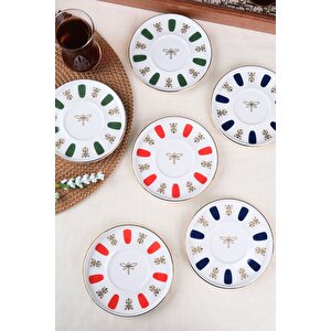 Tabak Evi Porselen Acem Zade Karma Çay Tabağı 12,5cm 6 Lı