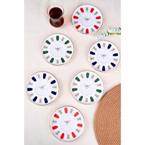 Tabak Evi Porselen Acem Zade Karma Çay Tabağı 12,5cm 6 Lı