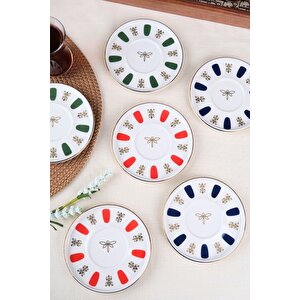 Tabak Evi Porselen Acem Zade Karma Çay Tabağı 12,5cm 6 Lı